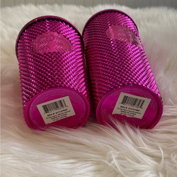 NEW ~ 2 ~ STARBUCKS MAGENTA CHROME TUMBLERS GRANDE & VENTI - Picture 6 of 7